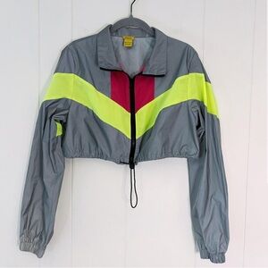Daisy windbreaker rave workout zip up crop top